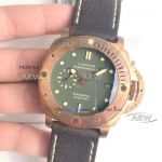 Perfect Replica Panerai Luminor Submersible Green Dial Leather Strap Swiss Watches